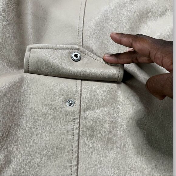 Missguided Moto Jacket Women’s XS Oversized Tan Faux Leather Biker Chic - Picture 11 of 11